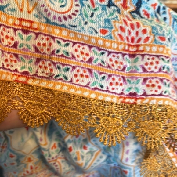 Naudic Paisley Boho Dress Romantic Embroidered Trim Bell Sleeves Size Medium - Picture 9 of 12